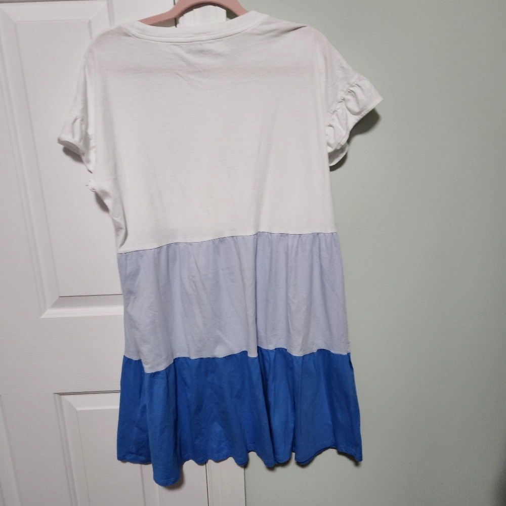 J. Crew Color Block Mini Dress - White, Light Blue, and Blue - Picture 2 of 3